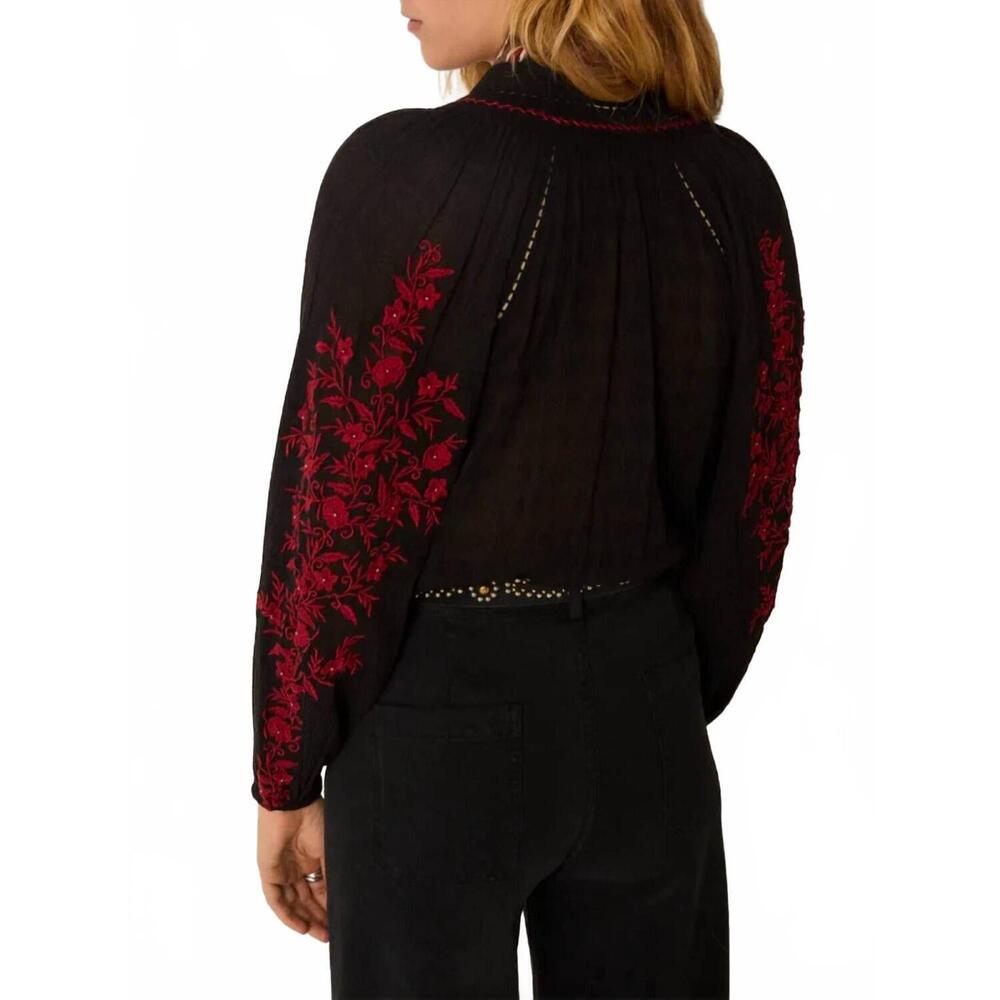 NEW MAISON HOTEL greta embroidered blouse in berry - Picture 2 of 3